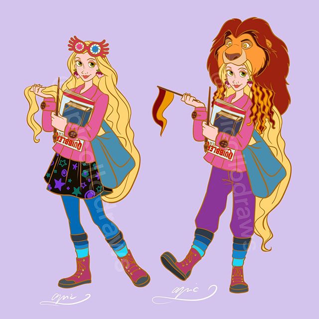 Ilustración de Alex Pick transformando a Rapunzel en Luna Lovegood