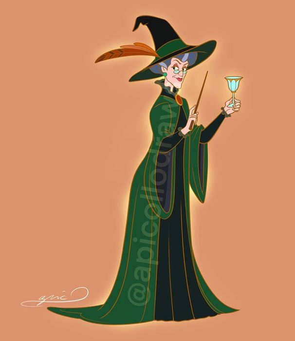 Ilustración de Alex Pick transformando a Lady Tremaine en la profesora McGonagall