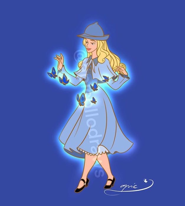 Ilustración de Alex Pick transformando a Aurora en Fleur Delacour
