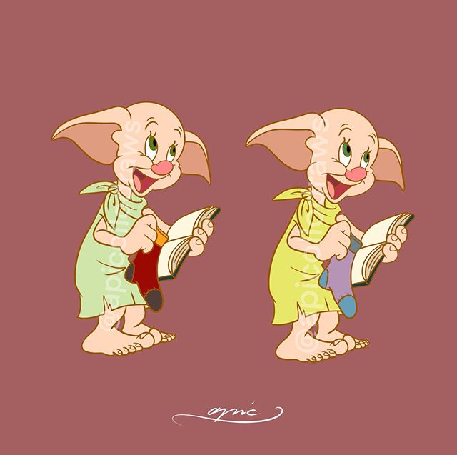 Ilustración de Alex Pick transformando a Tontín en Dobby