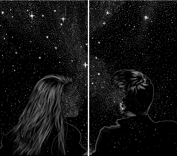 Fondo de pantalla en pareja de una pareja en el universo