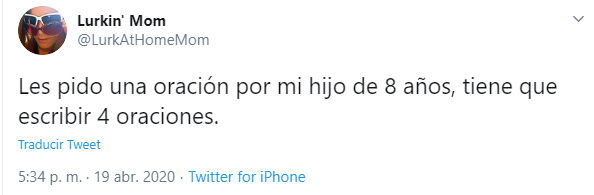 Comentario de twitter en el que una mamá explica sobre las notas de su hijo