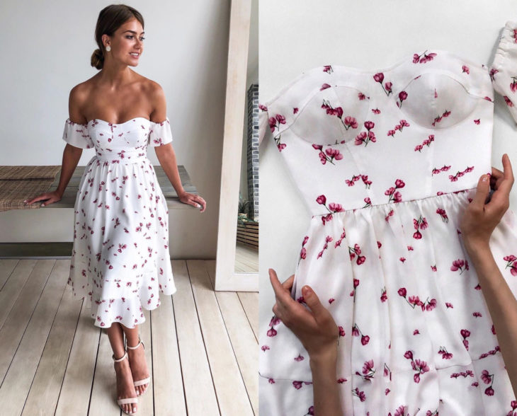 Larne Studio presenta adorables vestidos de corsé; blanco con flores rosas, estilo campesino