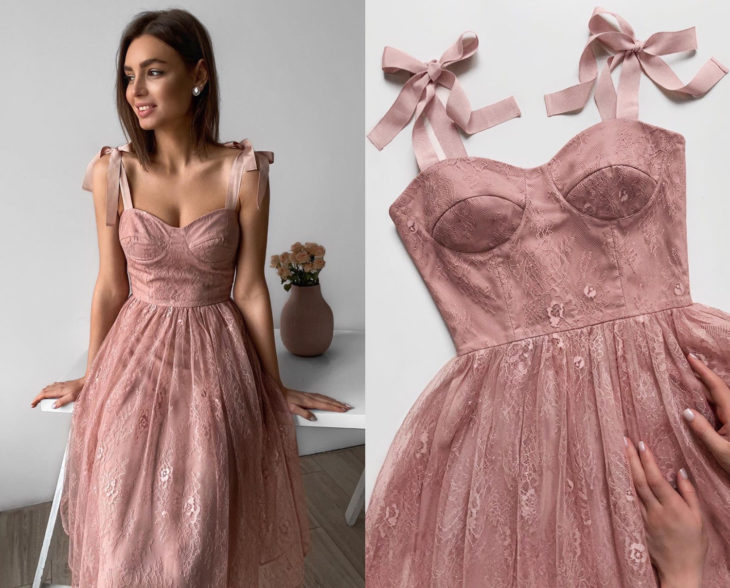 Larne Studio confecciona encantadores vestidos de corsé; encaje floral en tonos rosas