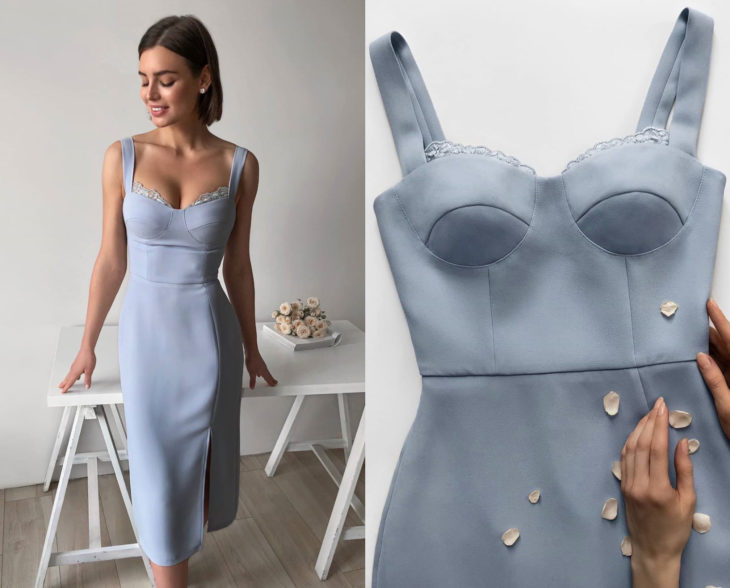 Larne Studio ofrece preciosos vestidos de corsé; azul cielo ajustado