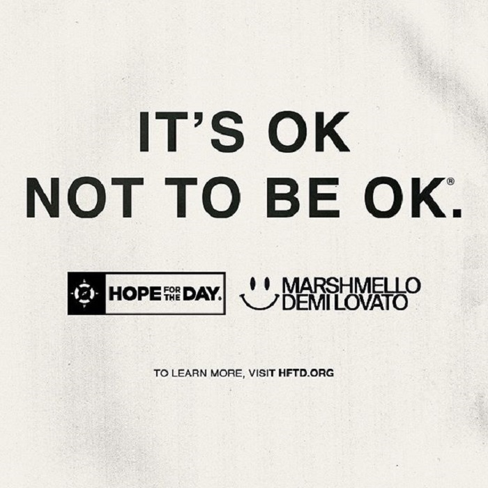 Imagen de la canción Ok Not To Be Ok, la cual inicia información acerca de la prevención del suicidio