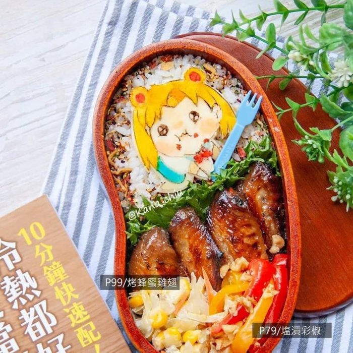 Bentos decorados con carne de cerdo y personajes de Sailor Moon