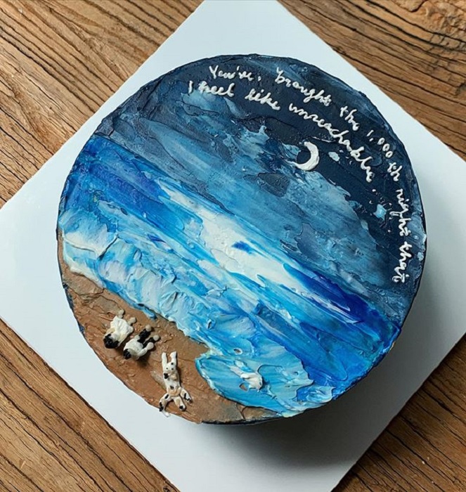 Pastel de la repostera Koike, de una noche en la playa