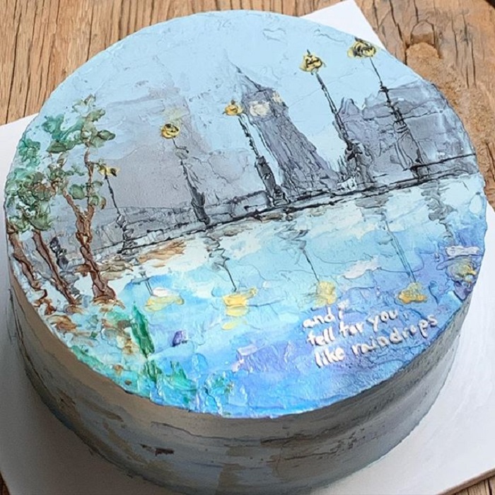 Pastel de la repostera Koike, inspirado en las noches lluviosas de Inglaterra