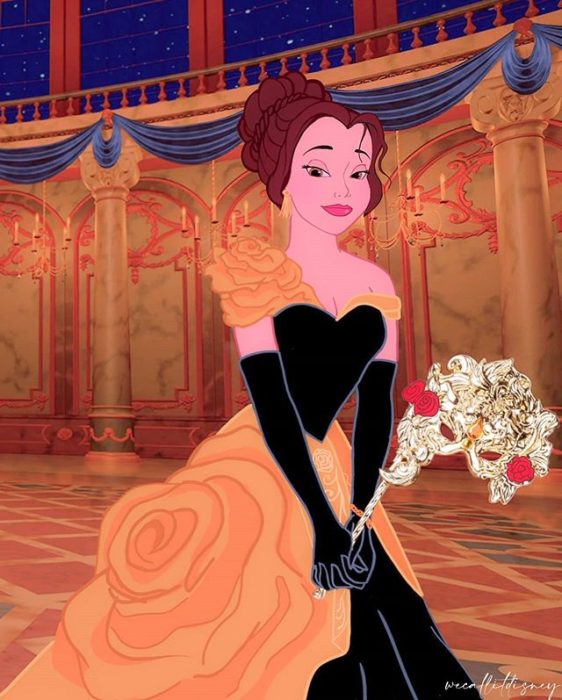 Bella usando el vestido reimaginado por la artista Marta Sánchez García