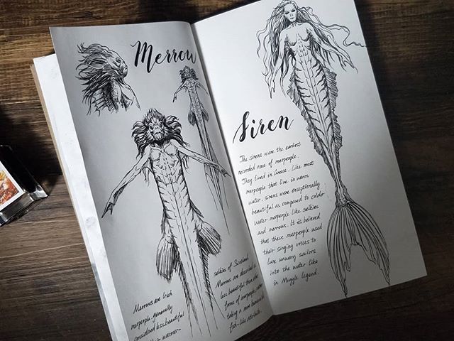 Ilustración del artista hazelnut_lz, inspirada en las criaturas mágicas de Harry Potter, Sirena