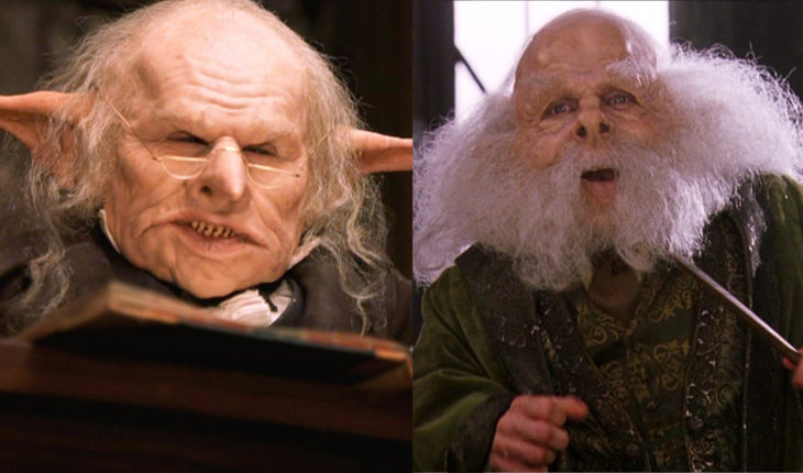 Warwick Davis interpretando dos papeles distintos en la saga de Harry Potter