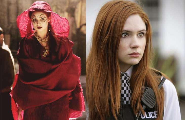 Karen Gillan interpretando a dos personajes diferentes en la serie Doctor Who