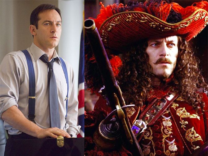 Jason Isaacs interpretando a dos personajes diferentes en la película de Peter Pan