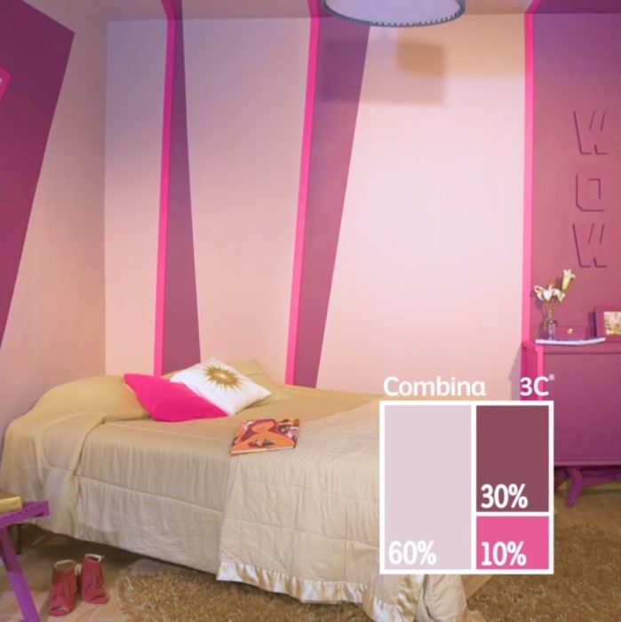 Recámara decorada en tonalidades rosas