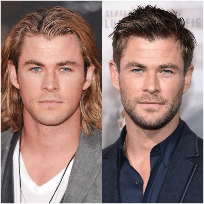 chris hemsworth cabello largo cabello corto