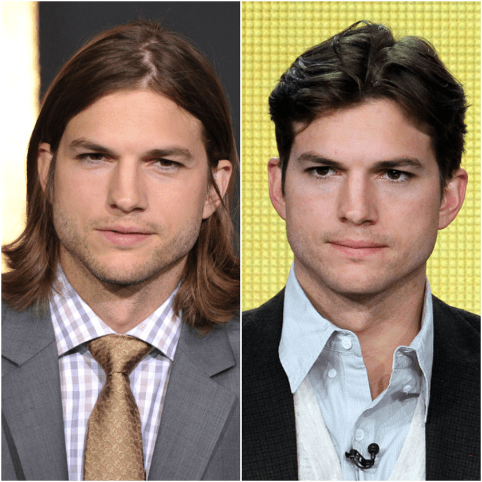 ashton kutcher cabello largo cabello corto