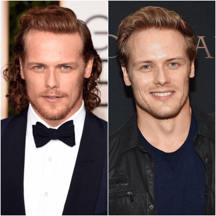 sam heughan cabello largo cabello corto