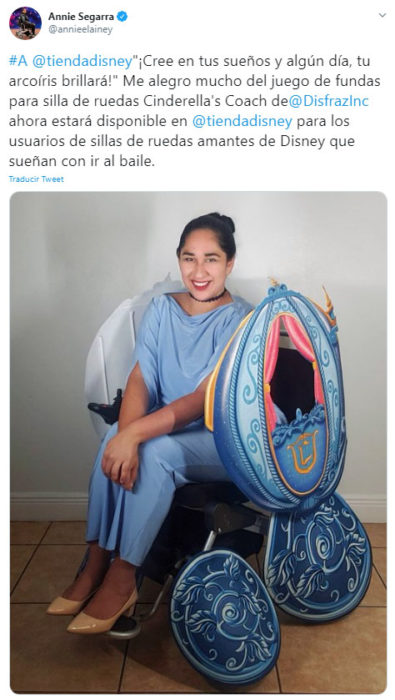 Captura de Twitter sobre el disfraz para silla de ruedas de Disney
