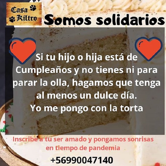 Fotografía de información sobre los pasteles para los niños de escasos recursos que cumplen años en cuarentena