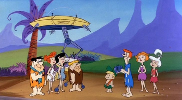 Crossover de las caricaturas Los Supersónicos y Los Picapiedra