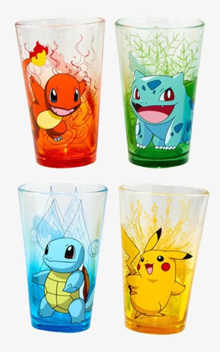 Vasos de cristal con dibujos de Pokémon