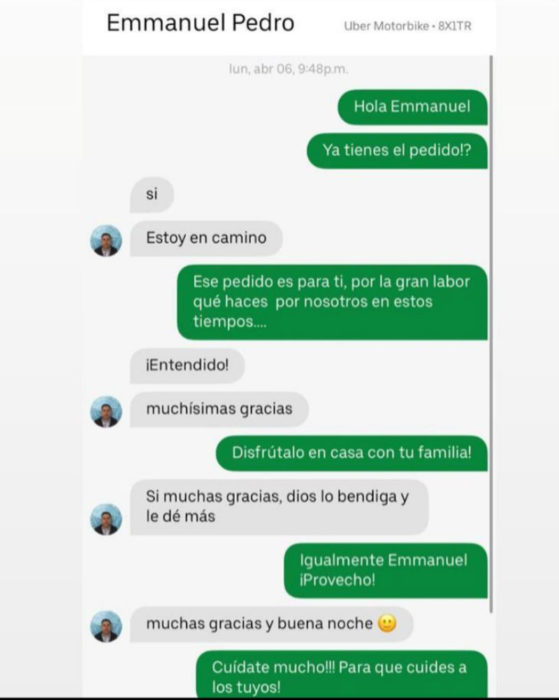 Conversación entre un repartidor y un comprador