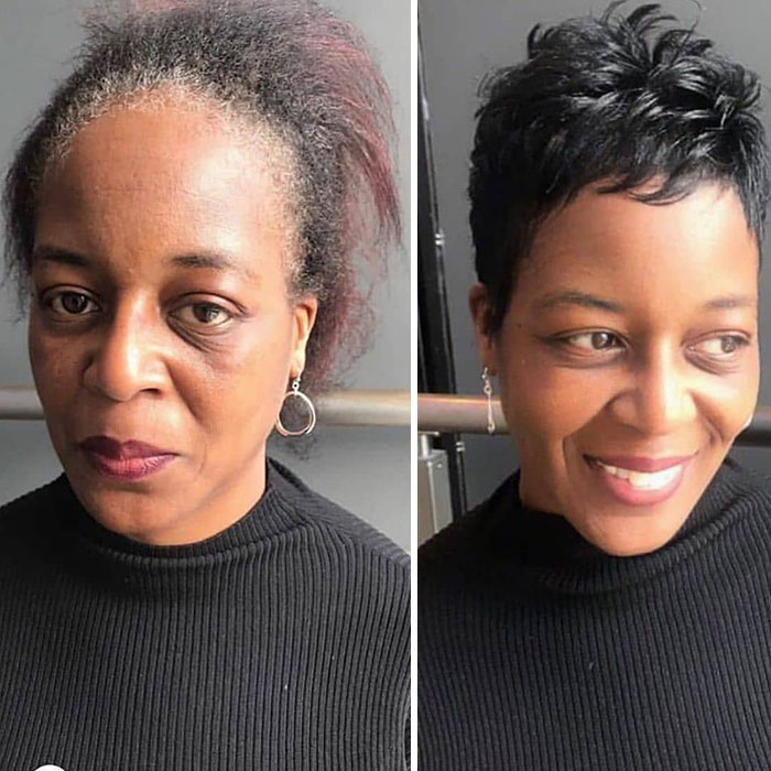 Antes y después corte y tinte cabello en mujeres