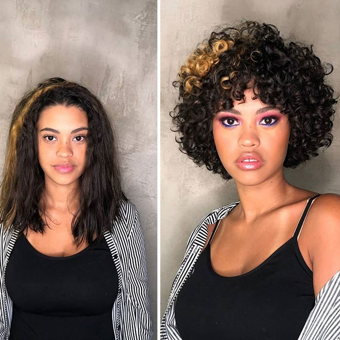 Antes y después corte y tinte cabello en mujeres