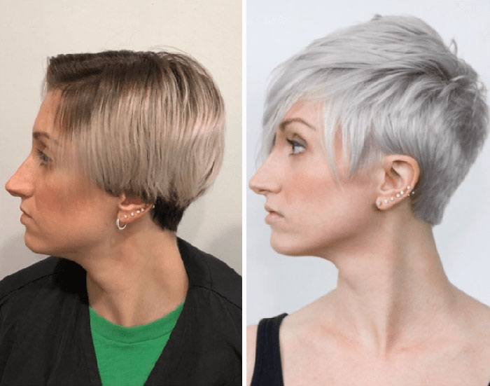 Antes y después corte y tinte cabello en mujeres