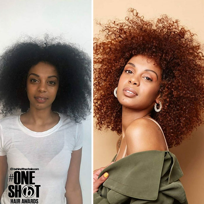 Antes y después corte y tinte cabello en mujeres