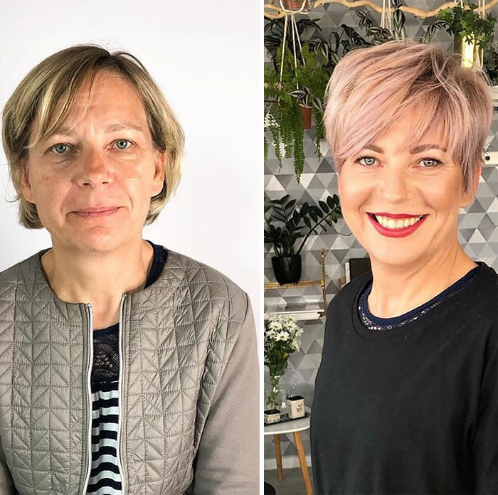Antes y después corte y tinte cabello en mujeres