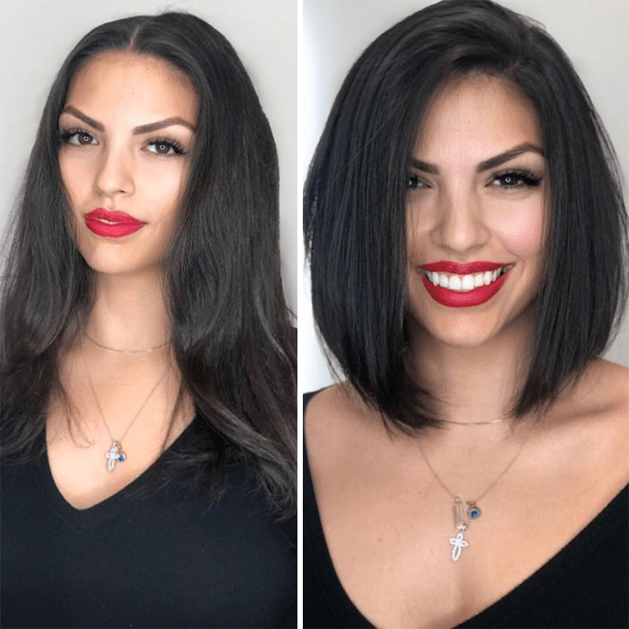 Antes y después corte y tinte cabello en mujeres