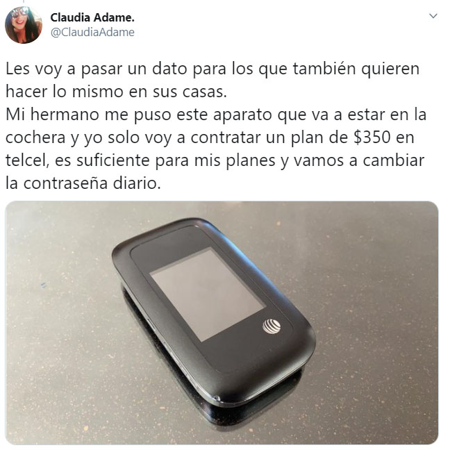 Screen Shot de tuit de Claudia sobre información sobre la iniciativa de #AbreTuCochera
