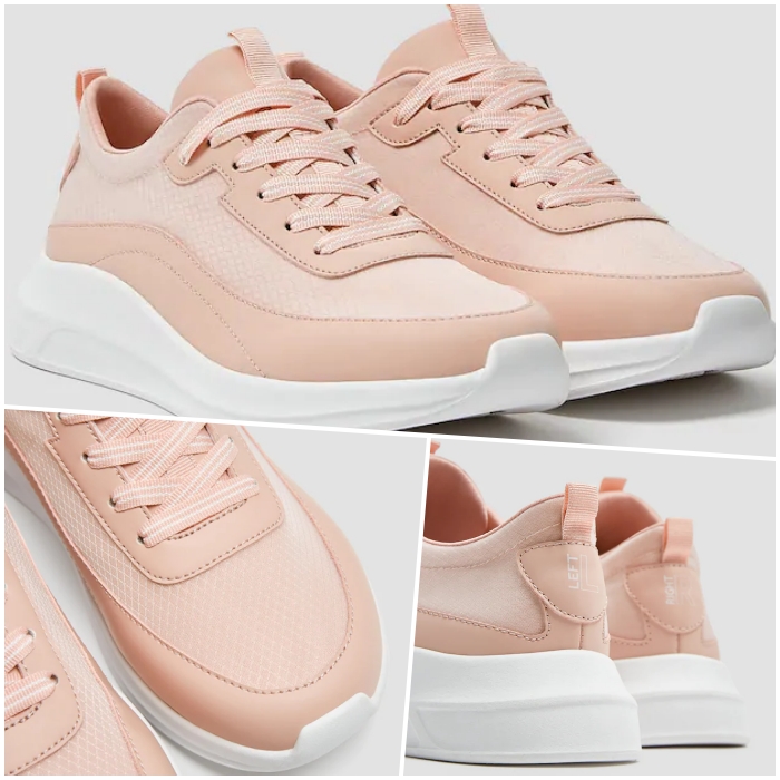 tenis deportivos color rosa pastel con plataforma blanca