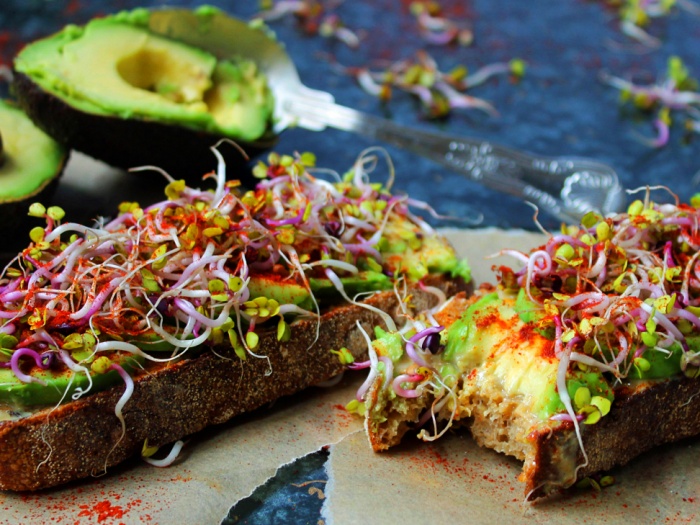 foto de pan tostado con aguacate