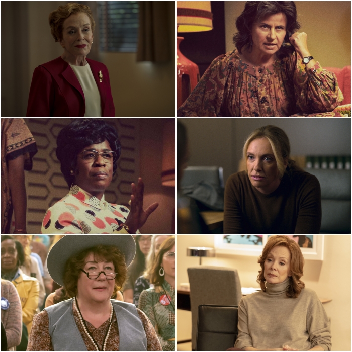 Las nominadas son Holland Taylor en Hollywood; Uzo Aduba, Margo Martindale y Tracey Ullman en Mrs. America; Toni Collette en Unbelievable y Jean Smart en Watchmen