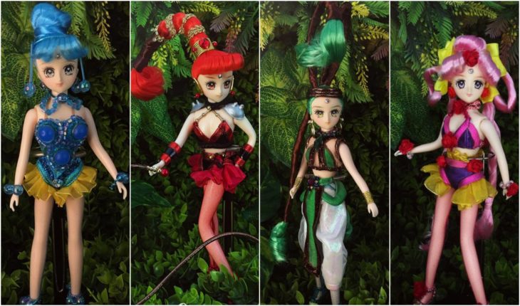 Muñeca de porcelana creada por el artista Mini Couture inspirada en el anime Sailor Moon, Cuarteto amazonas