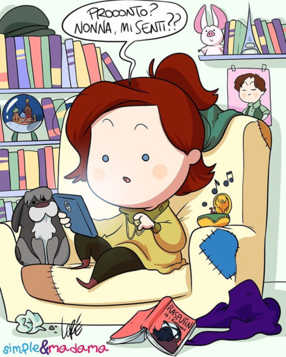 Artista Simple & Madama ilustra a princesas Disney en cuarentena; Anastasia viendo su celular