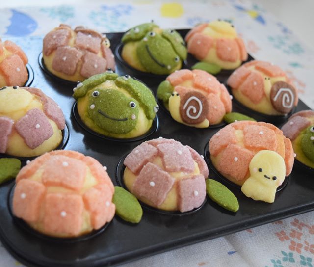 Panes en forma de tortugas kawaii