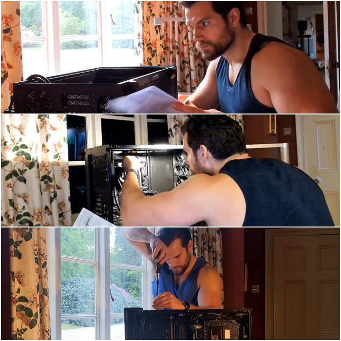 henry cavill armando una pc para jugar