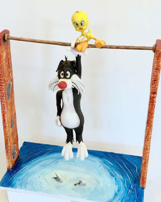 Pastel artístico inspirado en Piolín y Silvestre