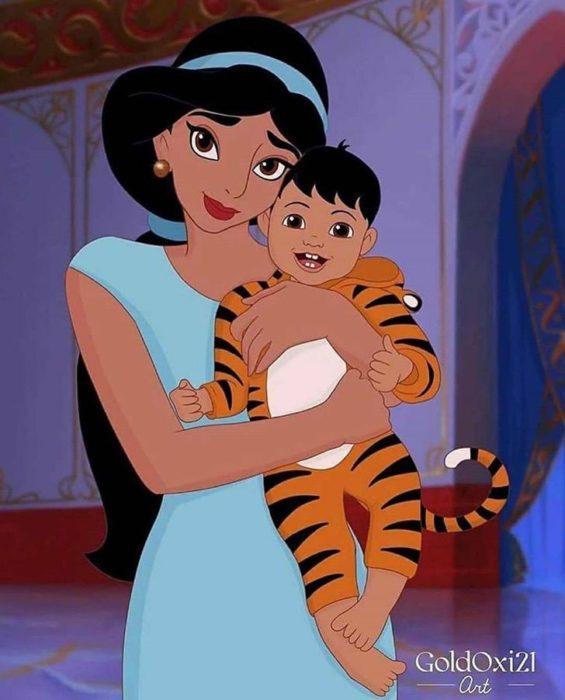 Ilustración de Jazmín como mamá de la ilustradora rusa Oksana Paschenko