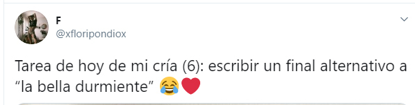 Comentario en Twitter de niña que reescribió la historia de La Bella Durmiente