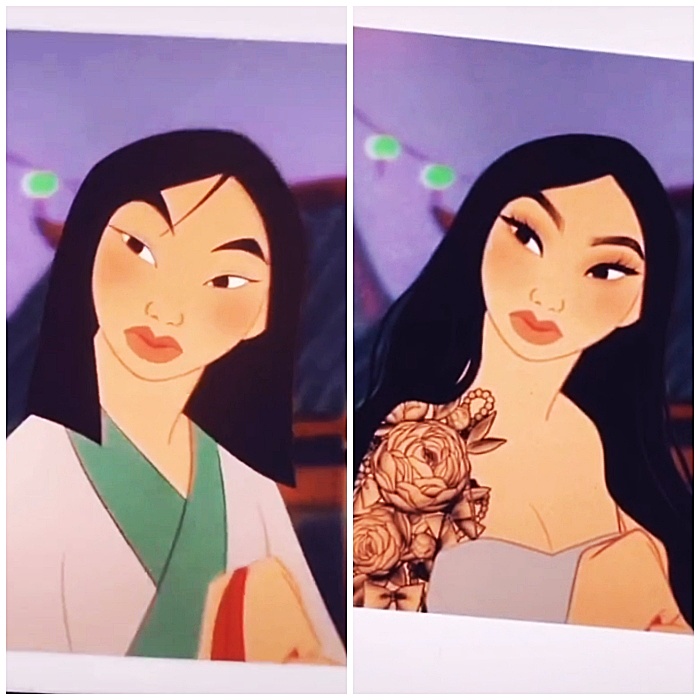 dibujo de mulan recreada como chica moderna con tatuajes y cabello largo