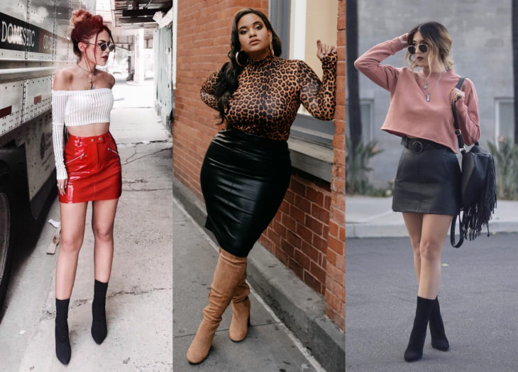 Ropa trendy; outfits con falda de vinipiel