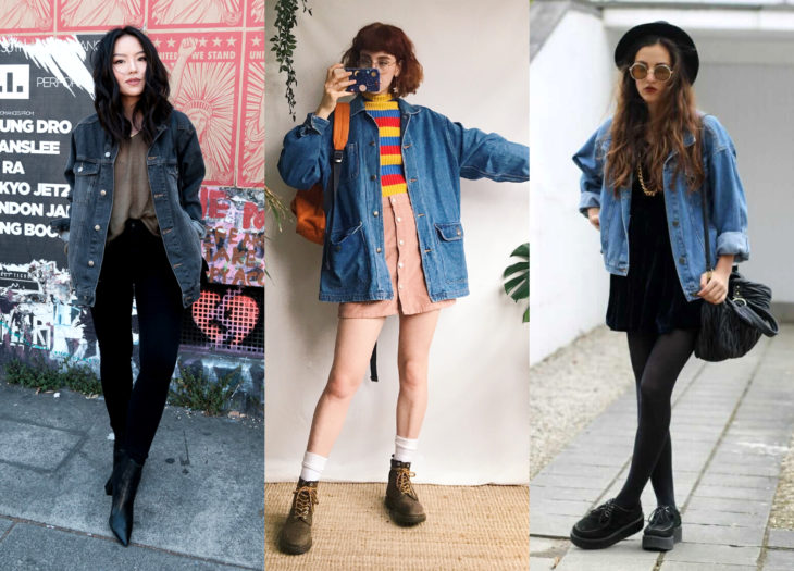 Ropa trendy; outfits con chaqueta de mezclilla oversized