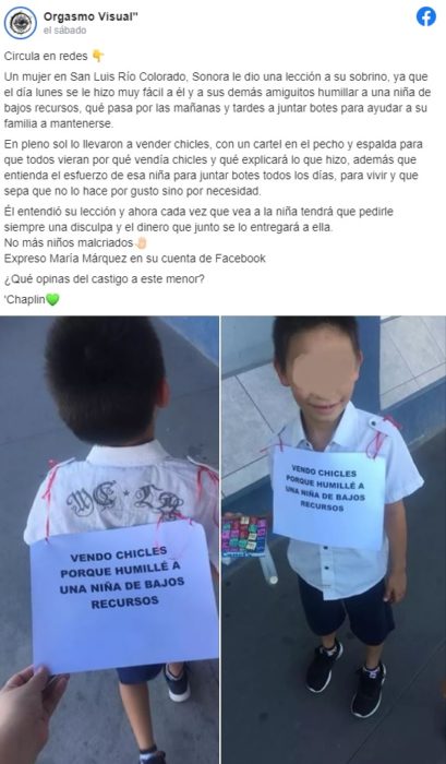 Pantallazo de publicación en Facebook sobre la noticia
