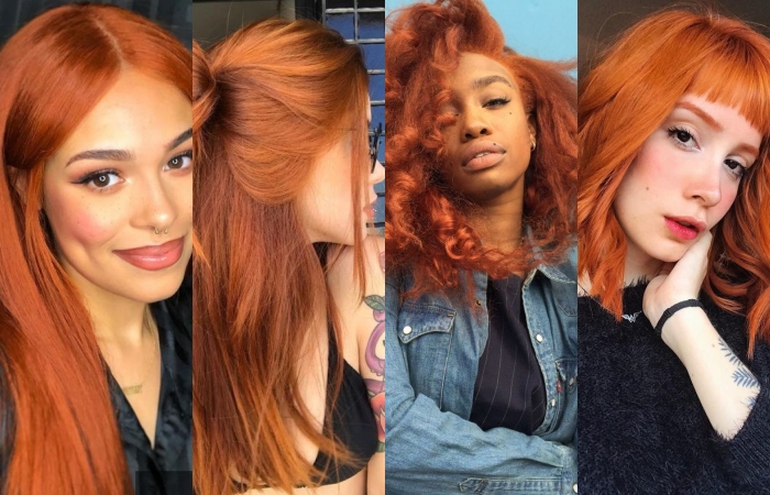chicas con el cabello teñido color cobre copper red hair