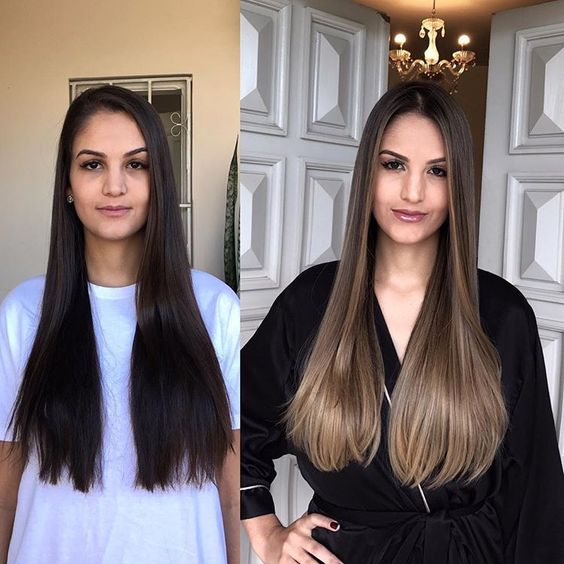 Chicas pasan de morenas a rubias con efecto de color en el cabello